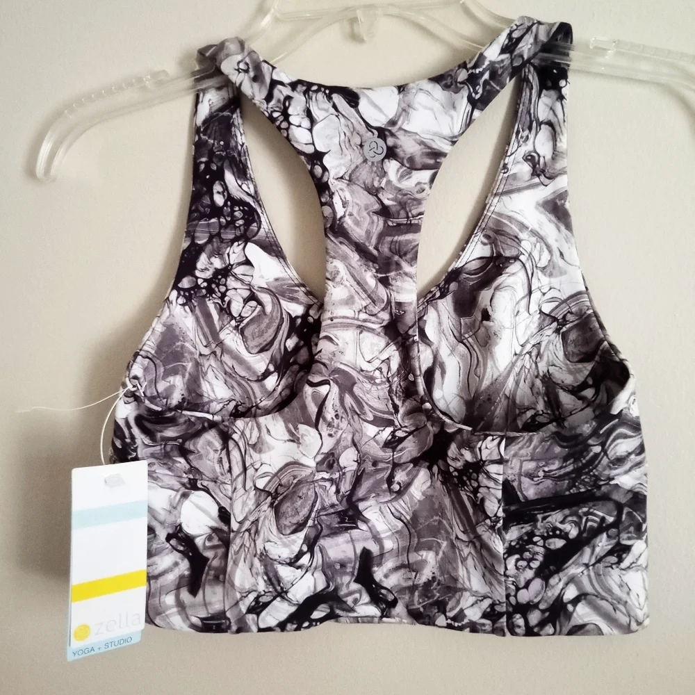 Zella NWT Woman's Gray Marble Sports Athletic Bra Top - Picture 3 of 7